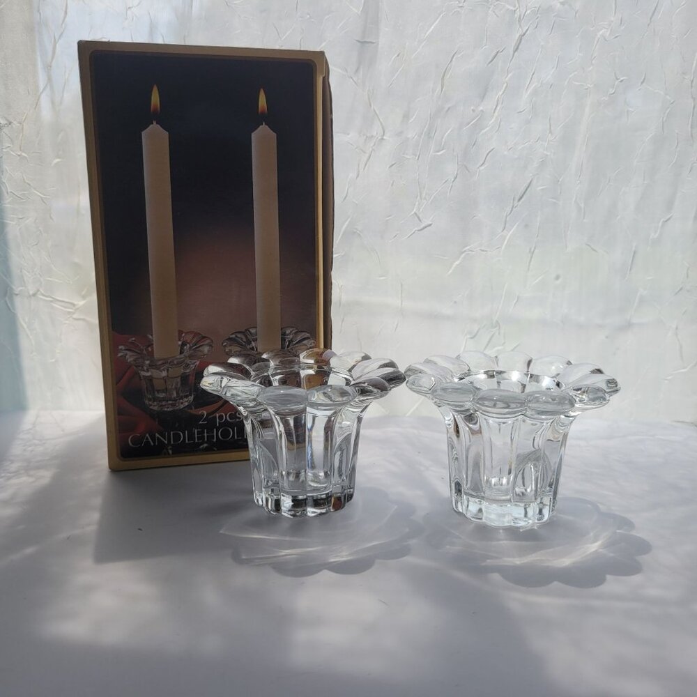 2-Piece Borgonovo Italian Glass Candleholder Set